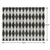 9' X 12' Black And Ivory Geometric Shag Washable Area Rug With UV Protection - HomeRoots - Flyclothing LLC