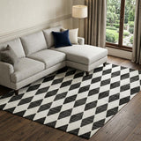 10' X 14' Black And Ivory Geometric Shag Washable Area Rug With UV Protection - HomeRoots - Flyclothing LLC