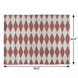 5' X 8' Burgundy And Ivory Geometric Shag Washable Area Rug With UV Protection - HomeRoots - Flyclothing LLC