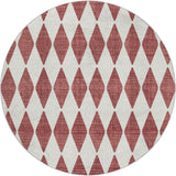 8' Burgundy And Ivory Geometric Shag Washable Round Rug With UV Protection - HomeRoots - Flyclothing LLC