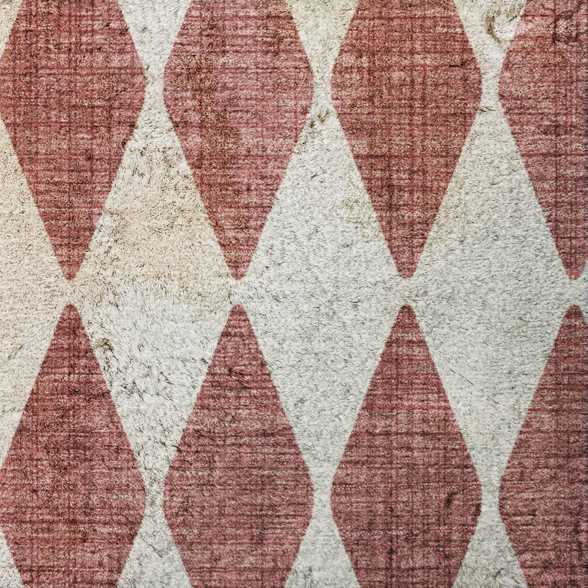 8' X 10' Burgundy And Ivory Geometric Shag Washable Area Rug With UV Protection - HomeRoots - Flyclothing LLC