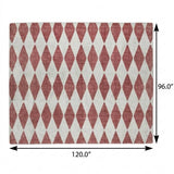 8' X 10' Burgundy And Ivory Geometric Shag Washable Area Rug With UV Protection - HomeRoots - Flyclothing LLC