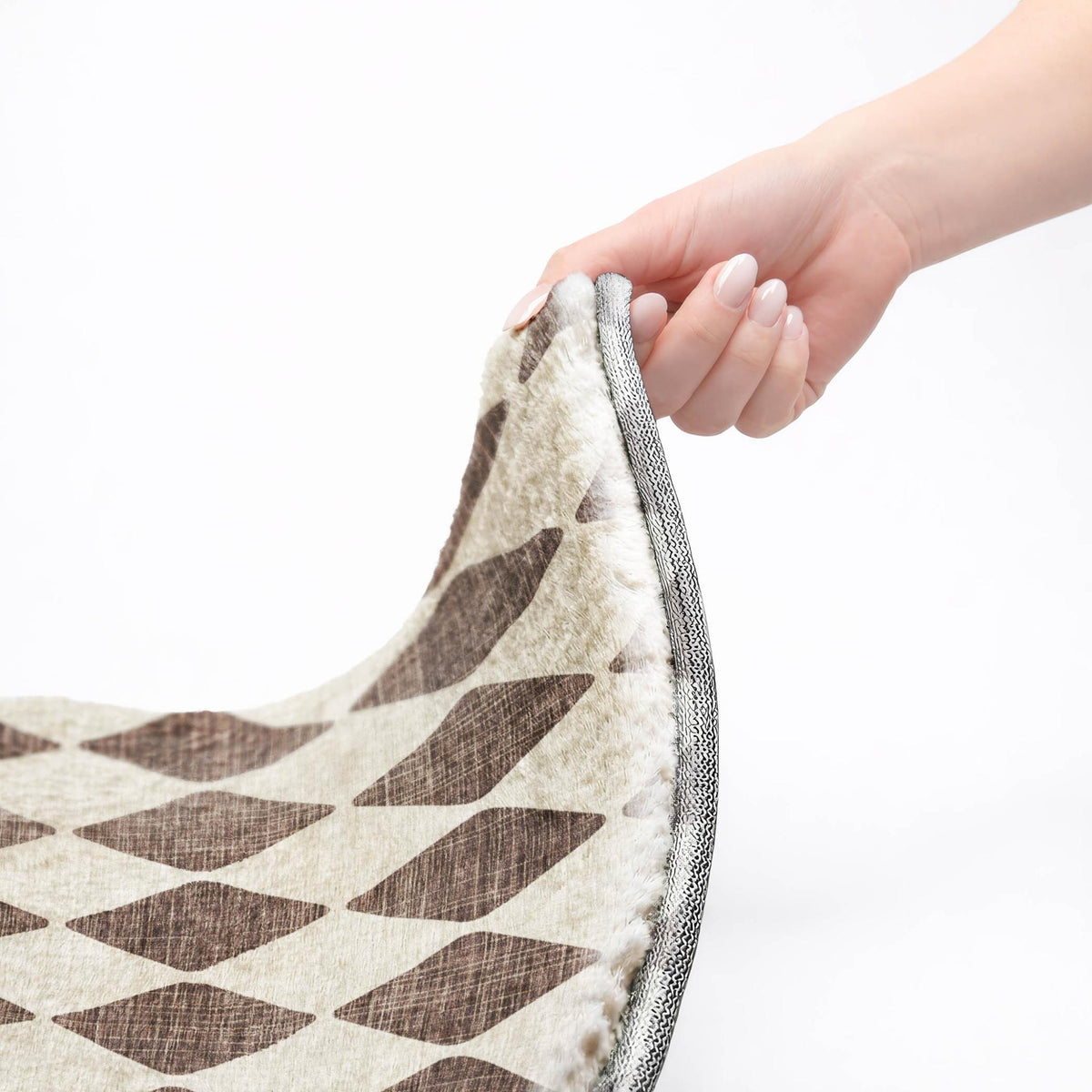3' X 5' Brown And Ivory Geometric Shag Washable Area Rug With UV Protection - HomeRoots - Flyclothing LLC