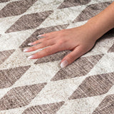 3' X 5' Brown And Ivory Geometric Shag Washable Area Rug With UV Protection - HomeRoots - Flyclothing LLC