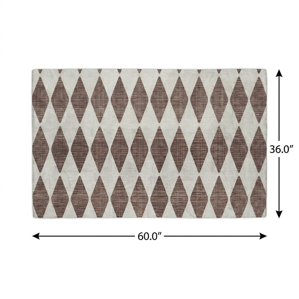 3' X 5' Brown And Ivory Geometric Shag Washable Area Rug With UV Protection - HomeRoots - Flyclothing LLC