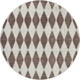 8' Brown And Ivory Geometric Shag Washable Round Rug With UV Protection - HomeRoots - Flyclothing LLC