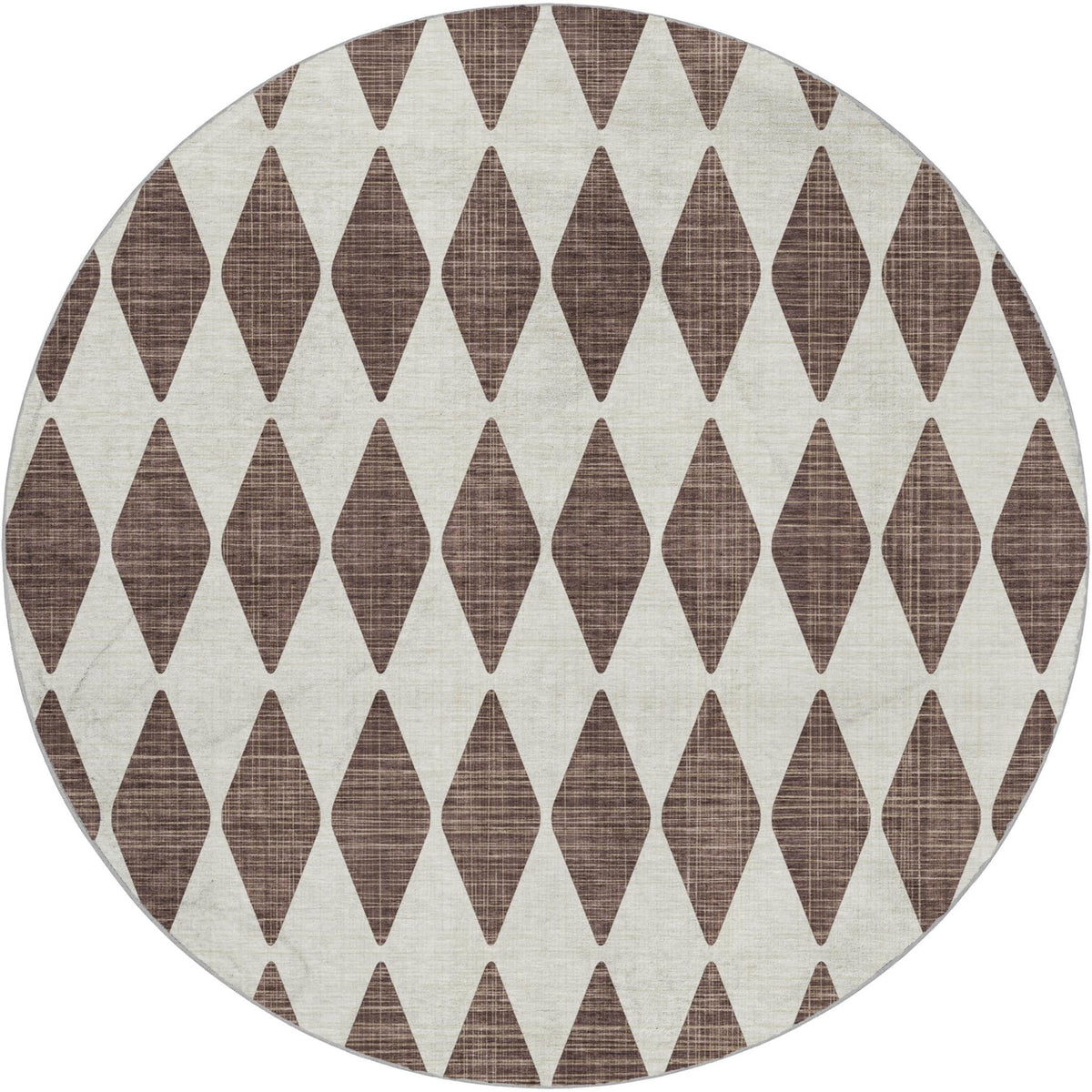 8' Brown And Ivory Geometric Shag Washable Round Rug With UV Protection - HomeRoots - Flyclothing LLC