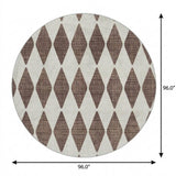 8' Brown And Ivory Geometric Shag Washable Round Rug With UV Protection - HomeRoots - Flyclothing LLC