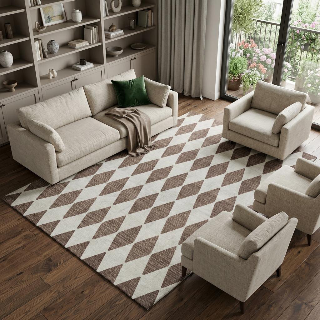 8' X 10' Brown And Ivory Geometric Shag Washable Area Rug With UV Protection - HomeRoots - Flyclothing LLC