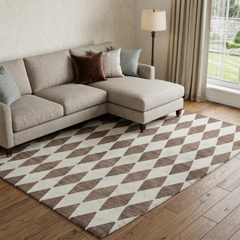 9' X 12' Brown And Ivory Geometric Shag Washable Area Rug With UV Protection - HomeRoots - Flyclothing LLC