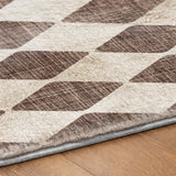 9' X 12' Brown And Ivory Geometric Shag Washable Area Rug With UV Protection - HomeRoots - Flyclothing LLC