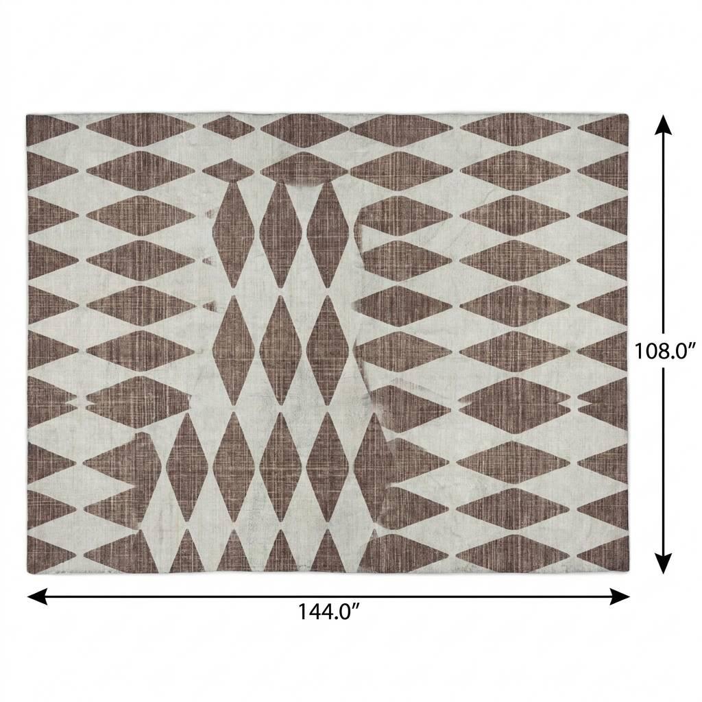 9' X 12' Brown And Ivory Geometric Shag Washable Area Rug With UV Protection - HomeRoots - Flyclothing LLC