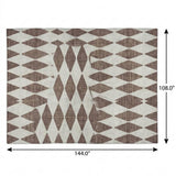 9' X 12' Brown And Ivory Geometric Shag Washable Area Rug With UV Protection - HomeRoots - Flyclothing LLC