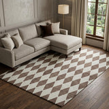 10' X 14' Brown And Ivory Geometric Shag Washable Area Rug With UV Protection - HomeRoots - Flyclothing LLC