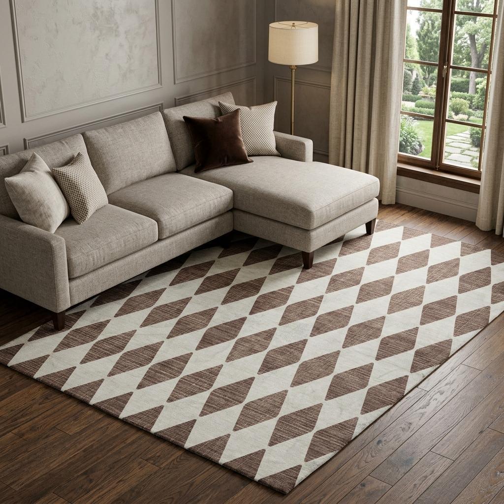 10' X 14' Brown And Ivory Geometric Shag Washable Area Rug With UV Protection - HomeRoots - Flyclothing LLC