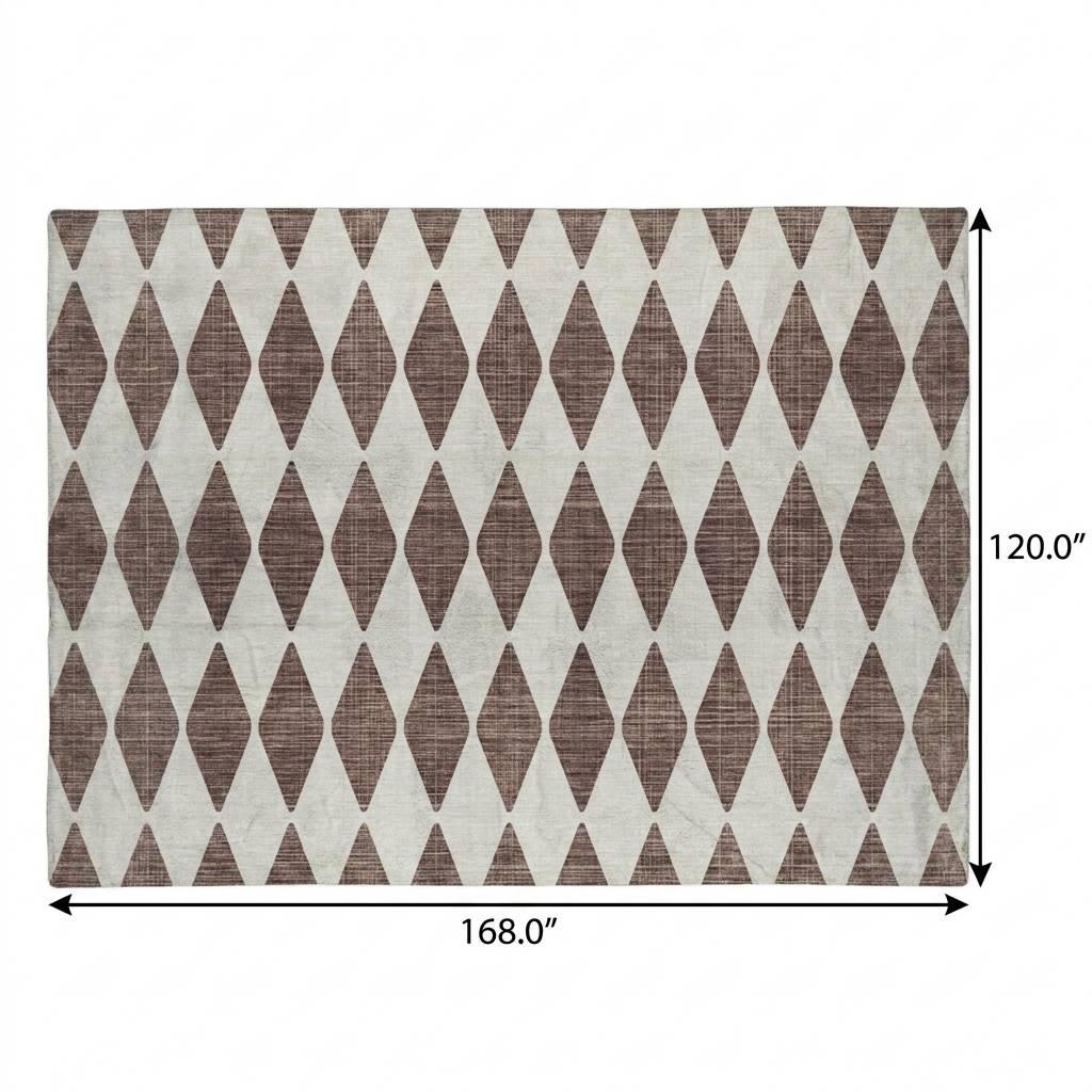 10' X 14' Brown And Ivory Geometric Shag Washable Area Rug With UV Protection - HomeRoots - Flyclothing LLC