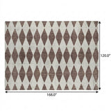 10' X 14' Brown And Ivory Geometric Shag Washable Area Rug With UV Protection - HomeRoots - Flyclothing LLC