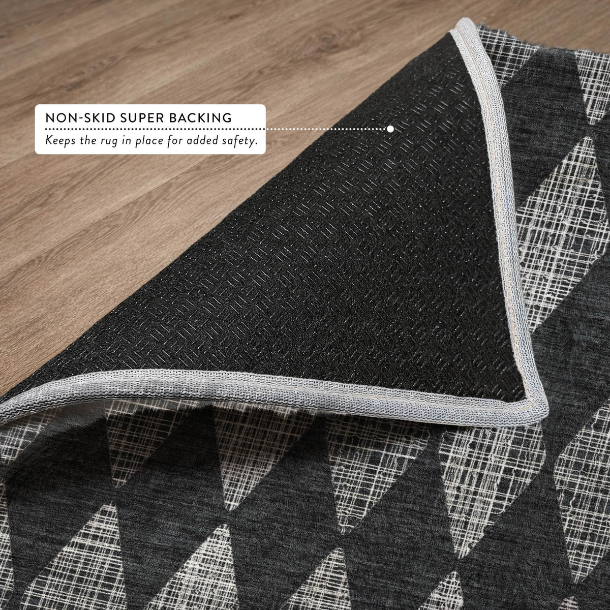 3' X 5' Charcoal And Gray Geometric Shag Washable Area Rug With UV Protection - HomeRoots - Flyclothing LLC