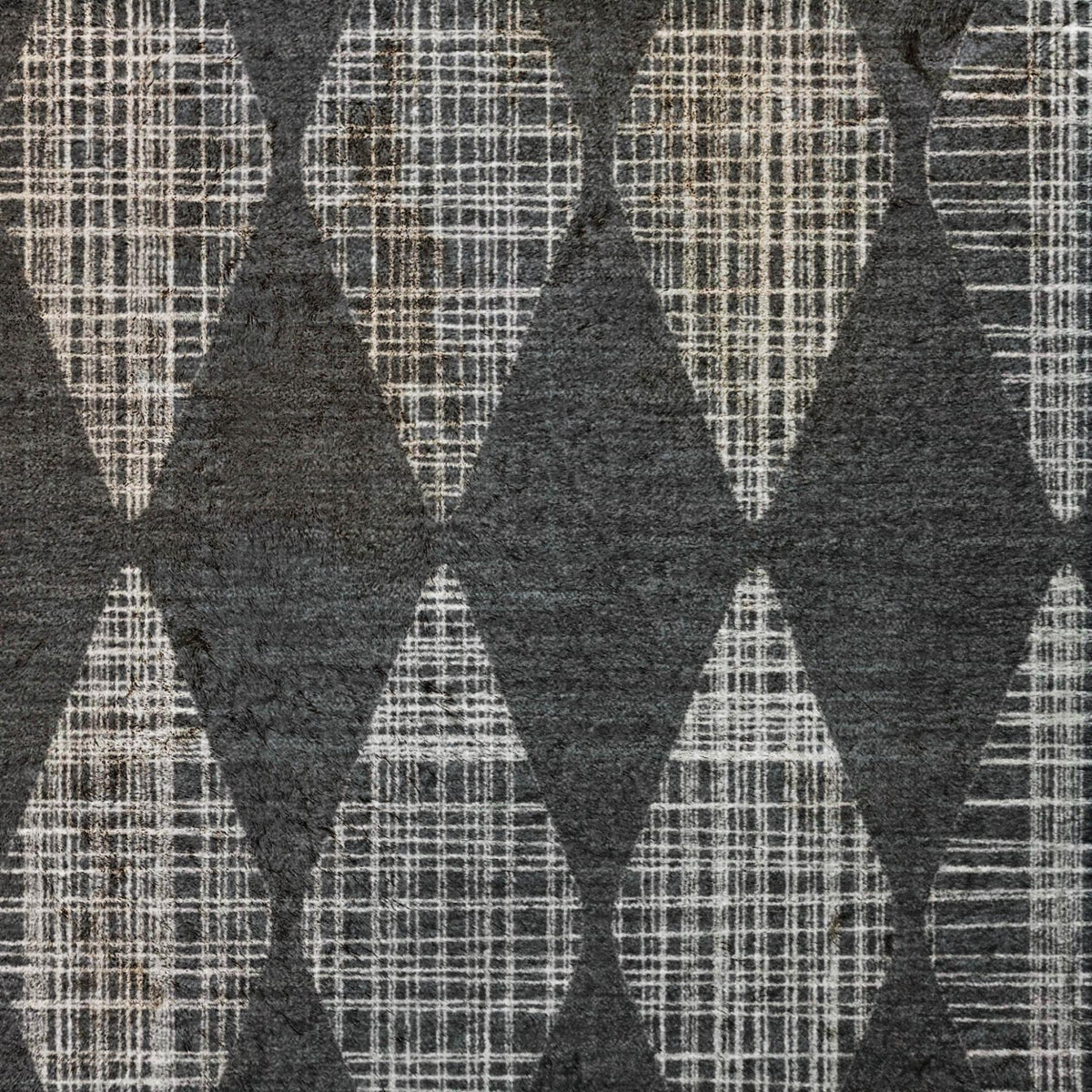 3' X 5' Charcoal And Gray Geometric Shag Washable Area Rug With UV Protection - HomeRoots - Flyclothing LLC