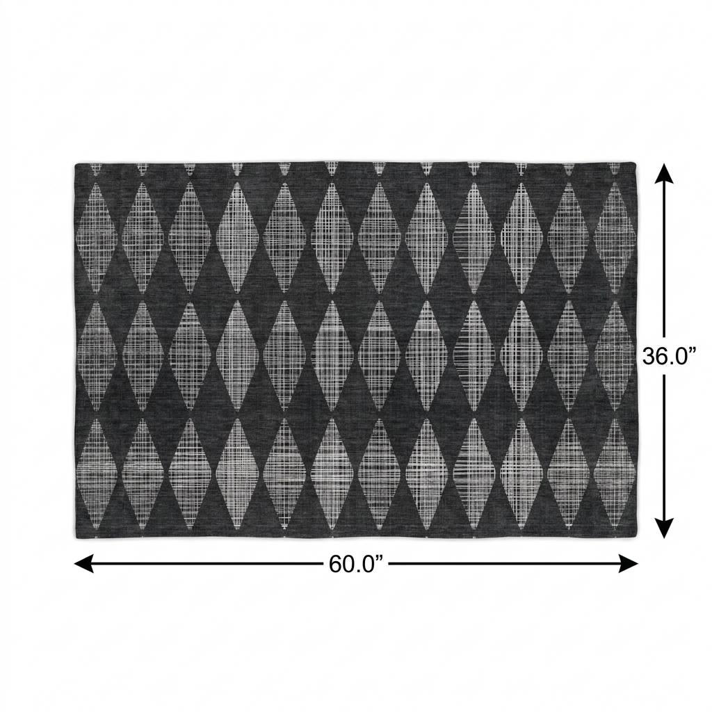 3' X 5' Charcoal And Gray Geometric Shag Washable Area Rug With UV Protection - HomeRoots - Flyclothing LLC