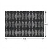3' X 5' Charcoal And Gray Geometric Shag Washable Area Rug With UV Protection - HomeRoots - Flyclothing LLC