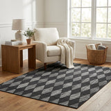 5' X 8' Charcoal And Gray Geometric Shag Washable Area Rug With UV Protection - HomeRoots - Flyclothing LLC