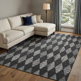 8' X 10' Charcoal And Gray Geometric Shag Washable Area Rug With UV Protection - HomeRoots - Flyclothing LLC