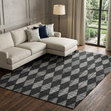 9' X 12' Charcoal And Gray Geometric Shag Washable Area Rug With UV Protection - HomeRoots - Flyclothing LLC
