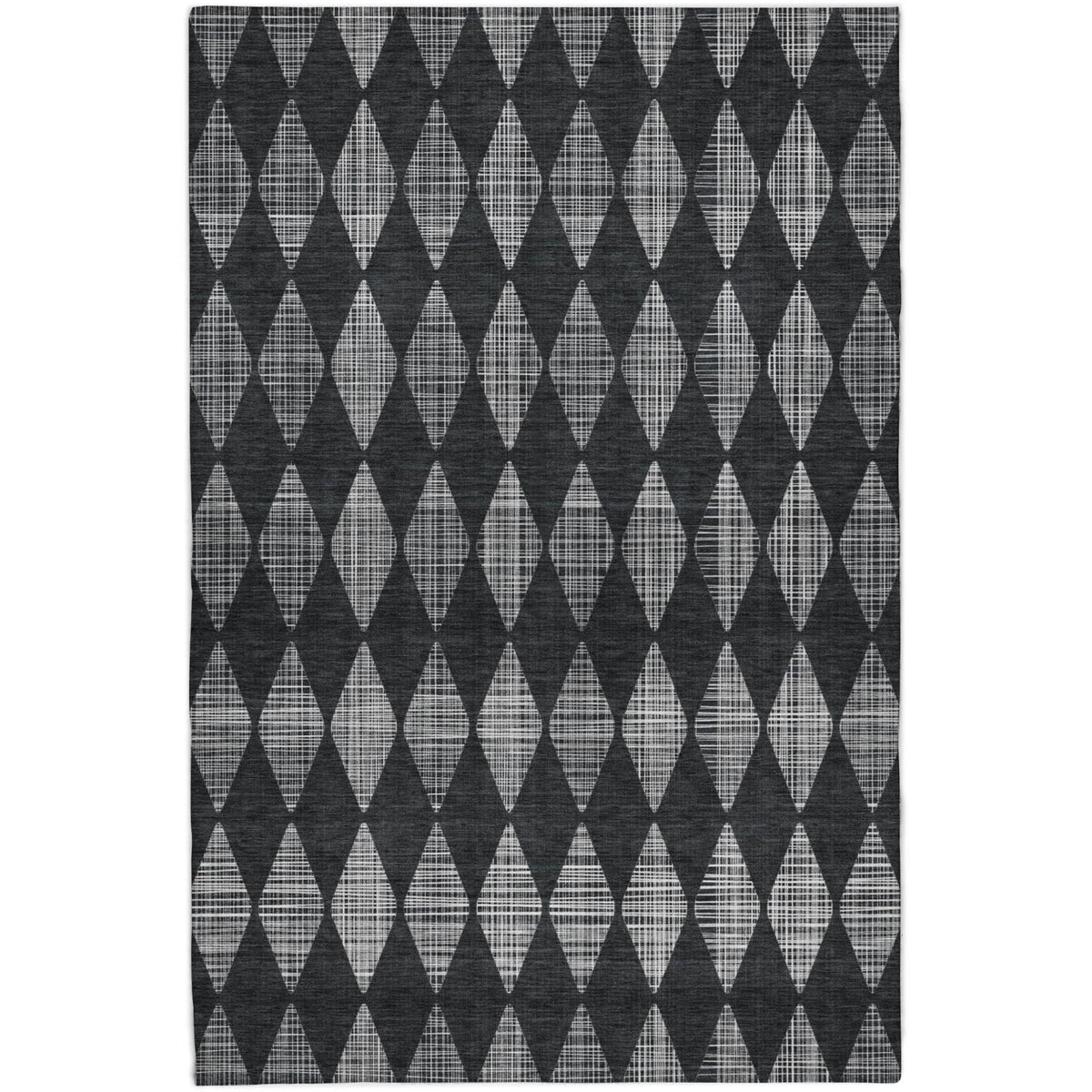 9' X 12' Charcoal And Gray Geometric Shag Washable Area Rug With UV Protection - HomeRoots - Flyclothing LLC
