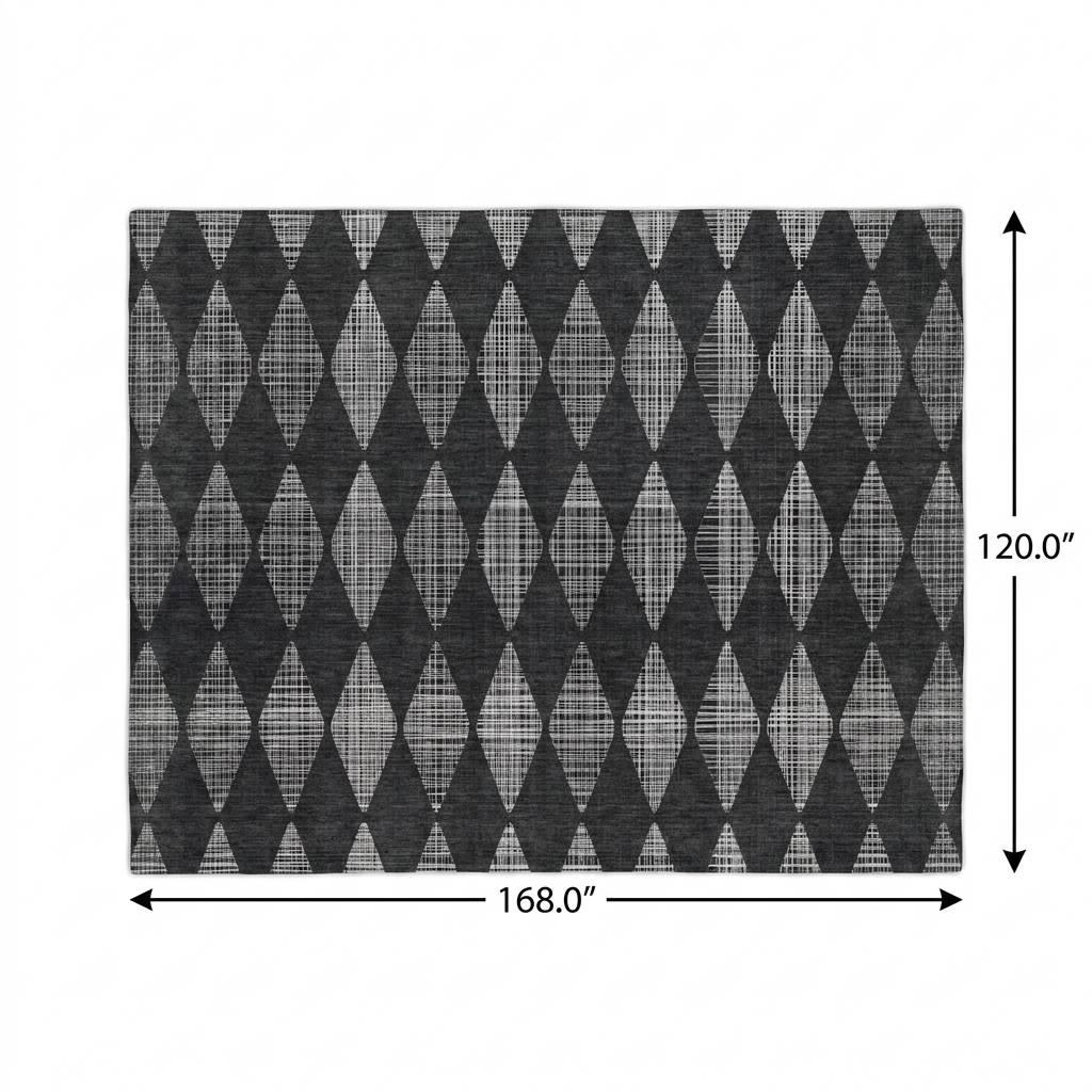 10' X 14' Charcoal And Gray Geometric Shag Washable Area Rug With UV Protection - HomeRoots - Flyclothing LLC
