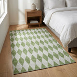 3' X 5' Green And Ivory Geometric Shag Washable Area Rug With UV Protection - HomeRoots - Flyclothing LLC