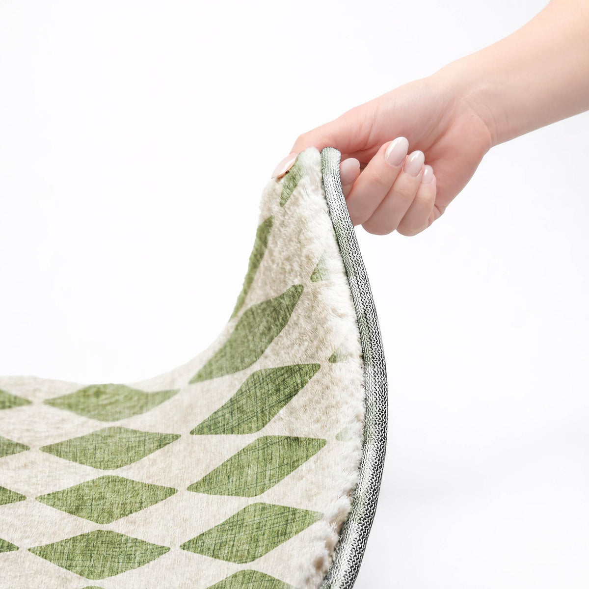 3' X 5' Green And Ivory Geometric Shag Washable Area Rug With UV Protection - HomeRoots - Flyclothing LLC