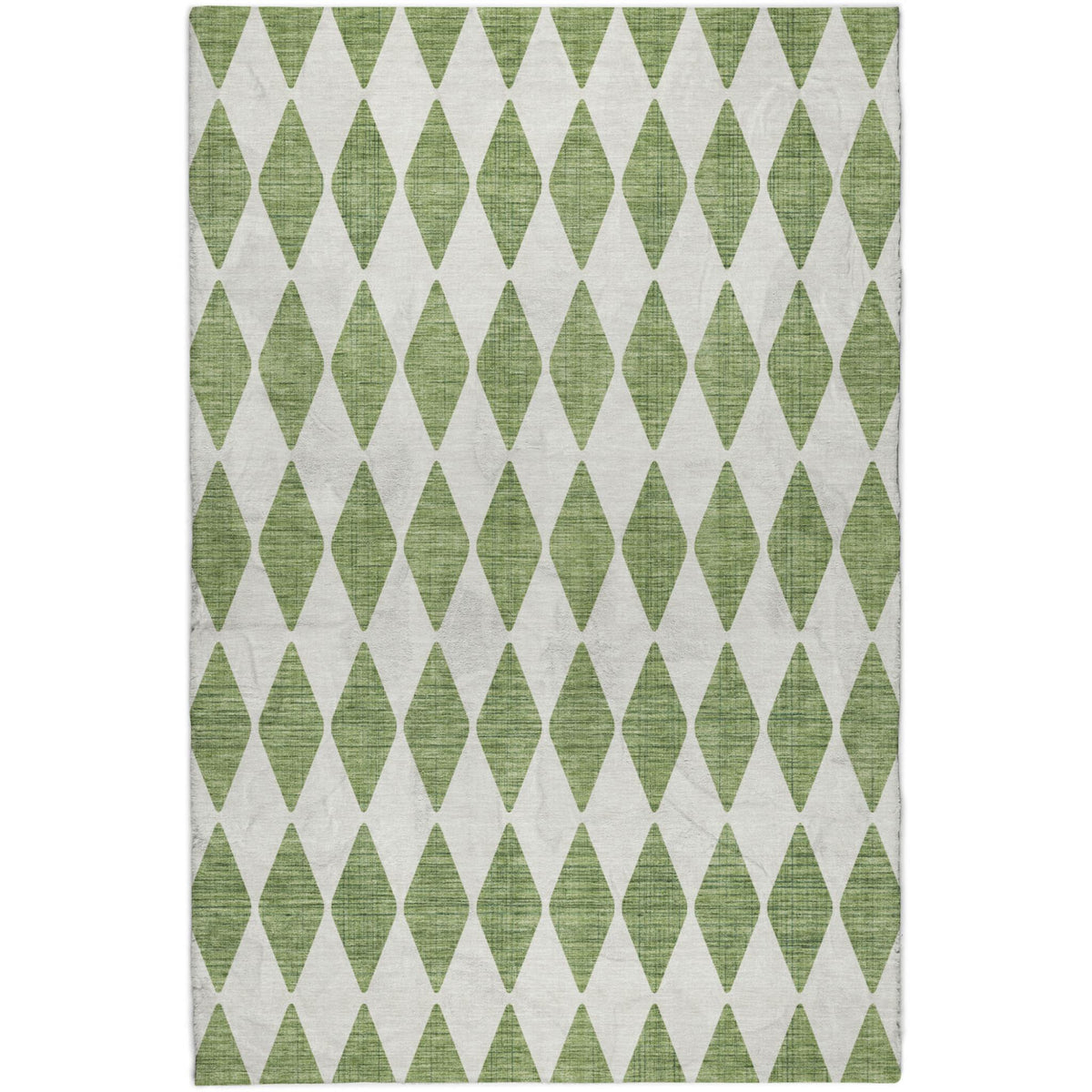 5' X 8' Green And Ivory Geometric Shag Washable Area Rug With UV Protection - HomeRoots - Flyclothing LLC