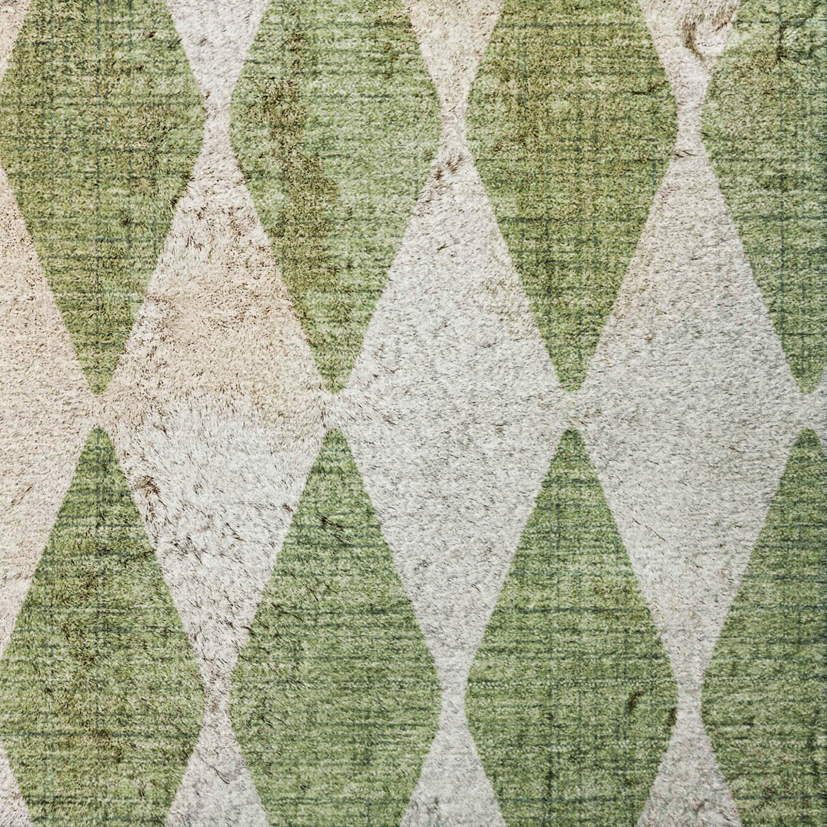 5' X 8' Green And Ivory Geometric Shag Washable Area Rug With UV Protection - HomeRoots - Flyclothing LLC