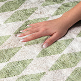 5' X 8' Green And Ivory Geometric Shag Washable Area Rug With UV Protection - HomeRoots - Flyclothing LLC