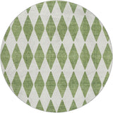 8' Green And Ivory Geometric Shag Washable Round Rug With UV Protection - HomeRoots - Flyclothing LLC