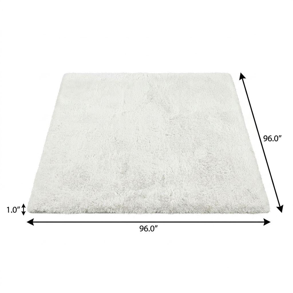 8' Green And Ivory Geometric Shag Washable Round Rug With UV Protection - HomeRoots - Flyclothing LLC