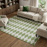 8' X 10' Green And Ivory Geometric Shag Washable Area Rug With UV Protection - HomeRoots - Flyclothing LLC