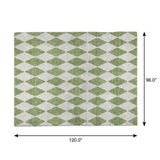 8' X 10' Green And Ivory Geometric Shag Washable Area Rug With UV Protection - HomeRoots - Flyclothing LLC