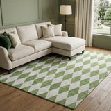 10' X 14' Green And Ivory Geometric Shag Washable Area Rug With UV Protection - HomeRoots - Flyclothing LLC