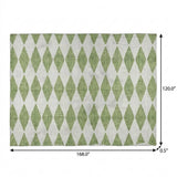 10' X 14' Green And Ivory Geometric Shag Washable Area Rug With UV Protection - HomeRoots - Flyclothing LLC
