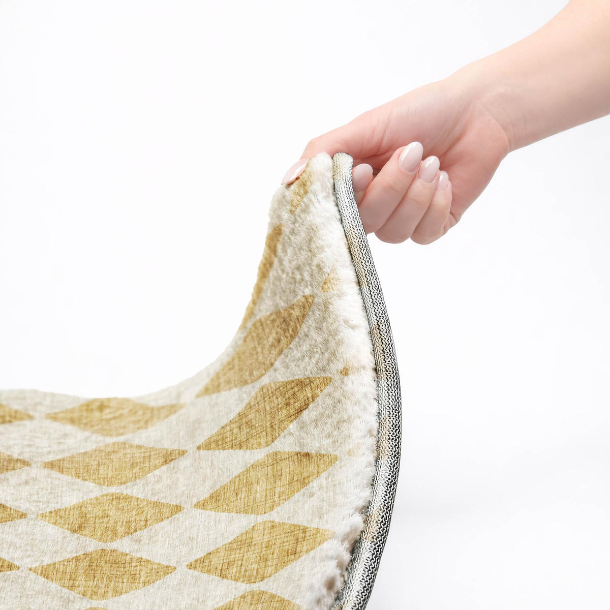3' X 5' Gold And Ivory Geometric Shag Washable Area Rug With UV Protection - HomeRoots - Flyclothing LLC