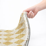 3' X 5' Gold And Ivory Geometric Shag Washable Area Rug With UV Protection - HomeRoots - Flyclothing LLC