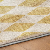 3' X 5' Gold And Ivory Geometric Shag Washable Area Rug With UV Protection - HomeRoots - Flyclothing LLC