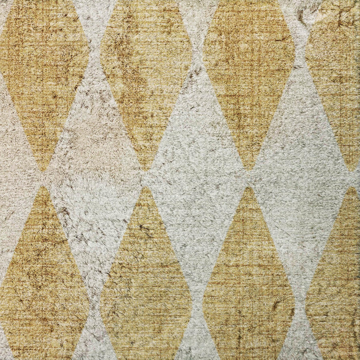 3' X 5' Gold And Ivory Geometric Shag Washable Area Rug With UV Protection - HomeRoots - Flyclothing LLC