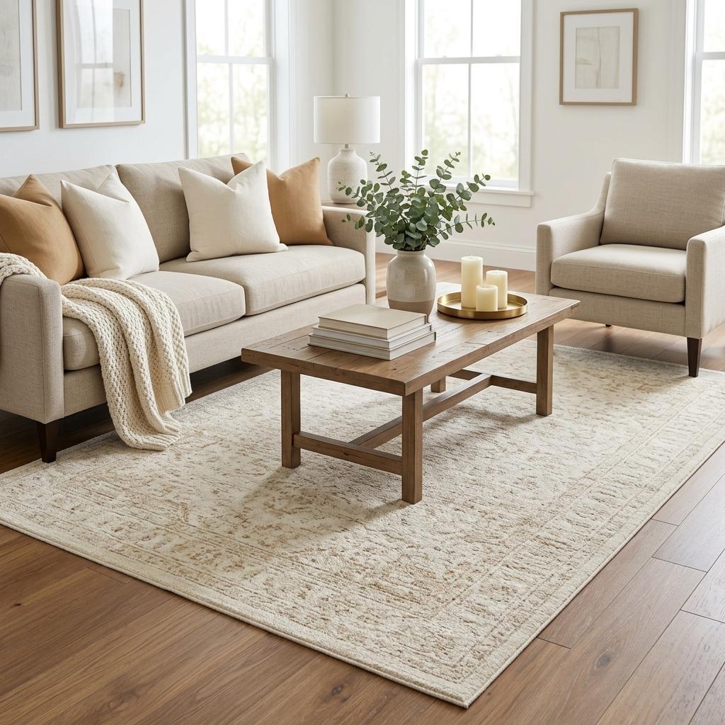 5' X 8' Gold And Ivory Geometric Shag Washable Area Rug With UV Protection - HomeRoots - Flyclothing LLC