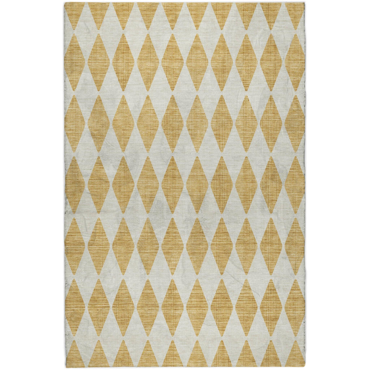 5' X 8' Gold And Ivory Geometric Shag Washable Area Rug With UV Protection - HomeRoots - Flyclothing LLC