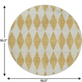 8' Gold And Ivory Geometric Shag Washable Round Rug With UV Protection - HomeRoots - Flyclothing LLC
