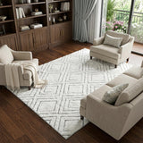 8' X 10' Gold And Ivory Geometric Shag Washable Area Rug With UV Protection - HomeRoots - Flyclothing LLC