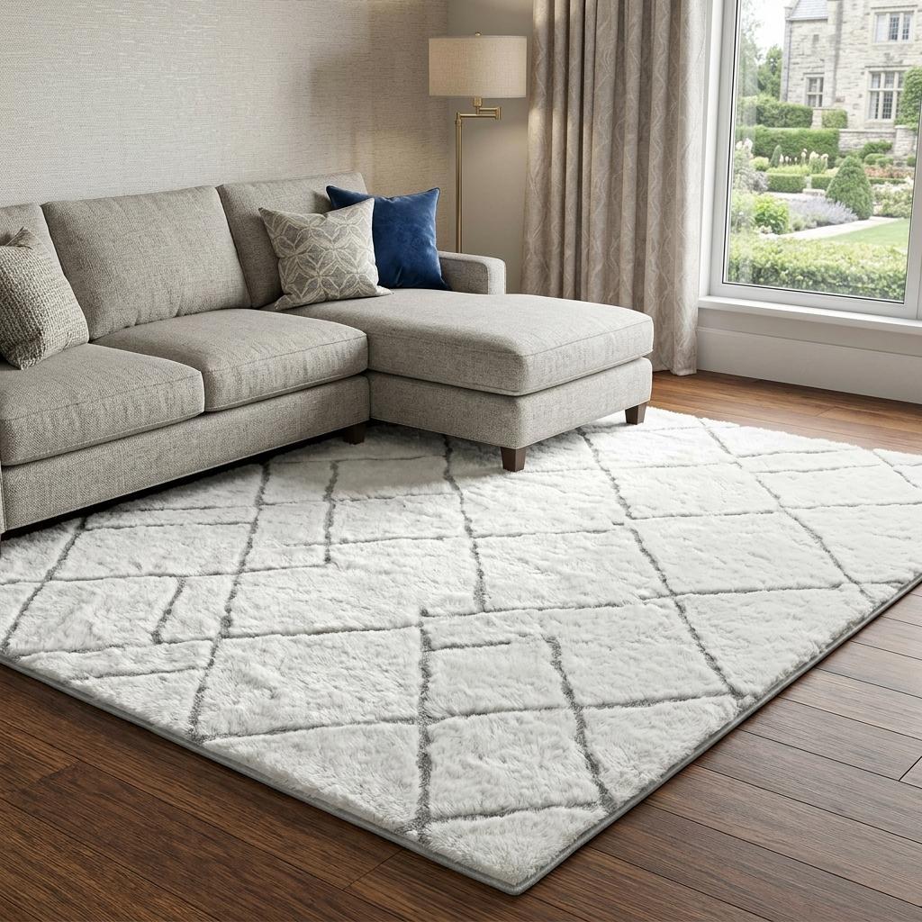 10' X 14' Gold And Ivory Geometric Shag Washable Area Rug With UV Protection - HomeRoots - Flyclothing LLC